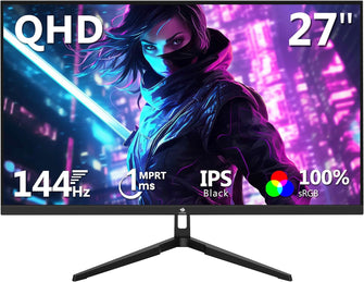 Z-Edge 27-Inch QHD Gaming Monitor, 144Hz, 2K 2560x1440 IPS, 1ms MPRT, Black