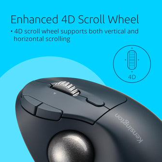 Kensington Pro Fit Ergo TB550 Rechargeable Bluetooth Trackball Mouse, 34mm Thumb Control, 4D Scroll Wheel, 51% Recycled Plastic (K72196WW)