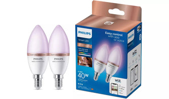 Buy Philips,Philips Wiz E14 Colour Smart LED Wi-Fi Candle Bulbs - 2 Pack - Gadcet UK | UK | London | Scotland | Wales| Near Me | Cheap | Pay In 3 | Electronics