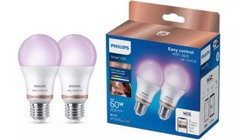 Buy Philips,Philips WiZ E27 60W LED Cool white, RGB & warm white A60 Non-dimmable Light bulb Pack of 2 - Gadcet UK | UK | London | Scotland | Wales| Near Me | Cheap | Pay In 3 | Electronics