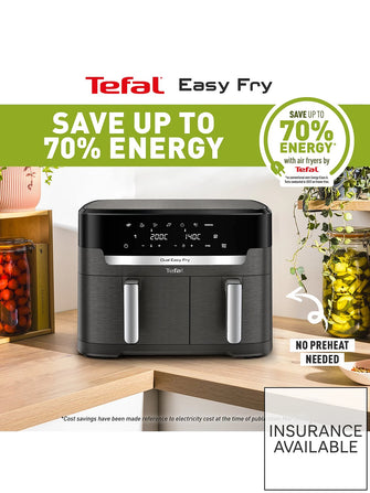 Tefal Easy Fry XXL Dual Air Fryer, Coal Grey - 11L