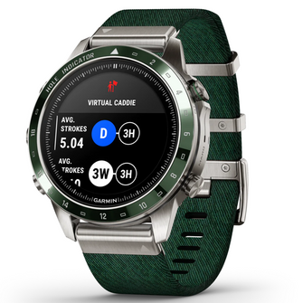 Garmin MARQ® Golfer Gen 2 46mm Titanium Watch - Green Ceramic Bezel Strap