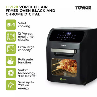 Buy Gadcet UK,Tower T17128 12 Litre Air Fryer Vortx Oven, Digital, Black - Gadcet UK | UK | London | Scotland | Wales| Near Me | Cheap | Pay In 3 | AIR FRYER / GRILL