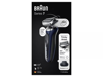 Braun Series 7 Electric Shaver for Men, 71-B1200s, with EasyClick Precision Trimmer, 360° Flex, Wet & Dry, Cordless, Rechargeable, Blue