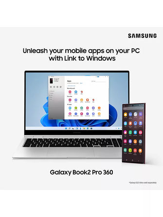 Galaxy Book2 Pro 360 Convertible Laptop, Intel Core i7 Processor, 16GB RAM, 512GB SSD, 13.3" Full HD Touchscreen, Silver - 930QED-KB4