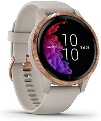 Garmin Venu, GPS Smartwatch with Bright Touchscreen Display, Features Music, Body Energy Monitoring, Animated Workouts, Pulse Ox Sensors and More, Light Sand with Rose Gold - Gadcet.com