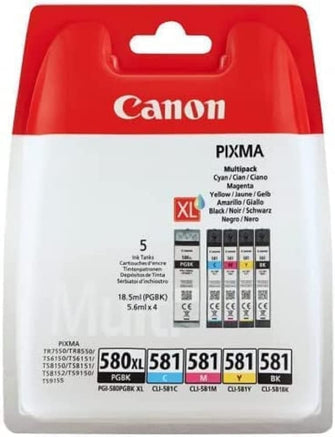 Canon,Canon Original PGI-580 PGBK, CLI-581 (C/M/Y/BK) Ink Cartridge - Black (Pack of 5), Packaging May Vary - Gadcet.com