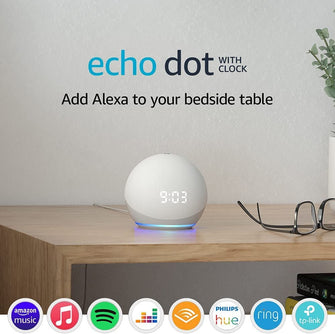 Amazon,Echo Dot (4th generation) | Smart speaker with clock and Alexa | Glacier White - Gadcet.com