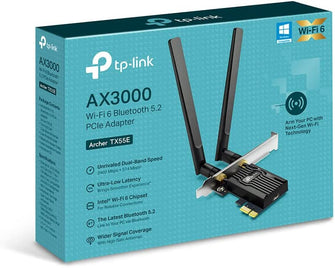 TP-Link,TP-Link AX3000 Dual-Band Wi-Fi 6 Bluetooth 5.2 PCIe Adapter with Two Antennas, specialized heatsink, 1024-QAM, Ultra-Low Latency, Intel® Wi-Fi 6 Chipset, Supports Windows 10/11(64bit) (Archer TX55E) - Gadcet.com