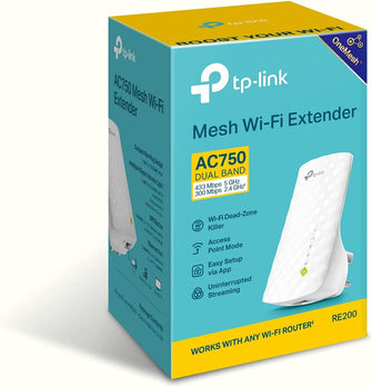 TP-LINK,TP-Link RE200 AC750 Universal Dual Band Range Extender, Broadband/Wi-Fi Extender, Wi-Fi Booster/Hotspot with Ethernet Port, Plug and Play, Smart Signal Indicator, UK Plug - Gadcet.com