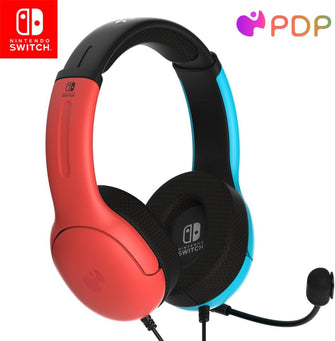 PDP Gaming LVL40 Stereo Headphone with Mic for Nintendo Switch - PC, iPad, Mac, Laptop Compatible, 3.5 mm Jack - Neon Blue-Red - 1