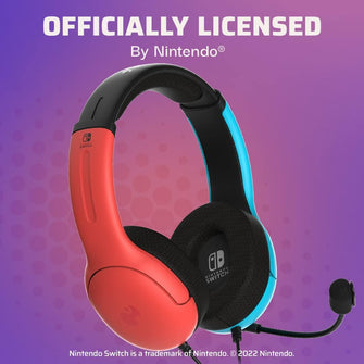 PDP Gaming LVL40 Stereo Headphone with Mic for Nintendo Switch - PC, iPad, Mac, Laptop Compatible, 3.5 mm Jack - Neon Blue-Red - 4