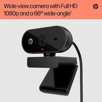 HP PC Webcam 320, 1080p FHD, Compatible with Chrome, Auto Light Corrector, Built-in Microphone, 66 Degree Wide Angle Field of View, Support with 360 Degree Swivel Clip [Black] - 4