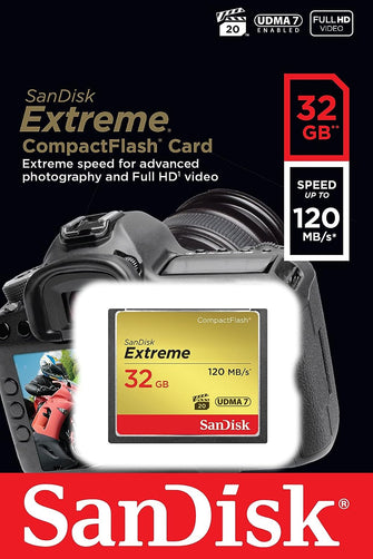SanDisk Extreme 32 GB UDMA7 CompactFlash Card - Speed Up-To 120MB/S - Black/Gold - 2