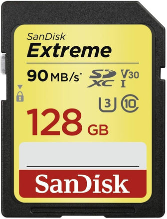 SanDisk Extreme 128GB SDXC Memory Card up to 90MB/s, Class 10, U3, V30 - 1