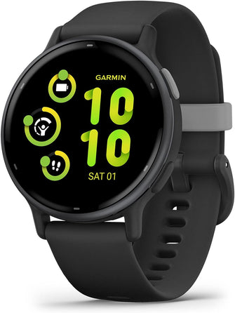 Garmin vívoactive 5 AMOLED GPS Smartwatch - Slate Aluminium Bezel with Black Case and Silicone Band - 1