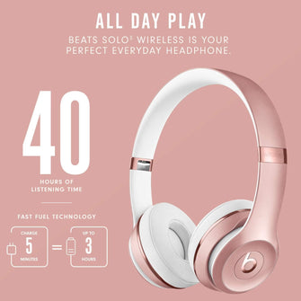 BEATS Solo 3 Wireless Bluetooth Over-Ear Headphones - Rose Gold - 5