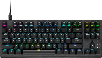 Corsair K60 PRO TKL RGB Optical-Mechanical Gaming Keyboard Tenkeyless – OPX Switches, Brushed Aluminium Structure, Removable USB Type-C Cable – UK Layout, QWERTY – Black - 1