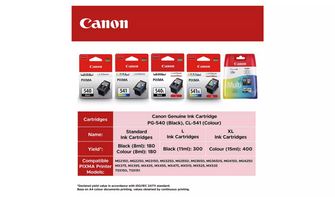Canon PG-540 & CL-541 Ink Cartridges - Black & Colour - 4
