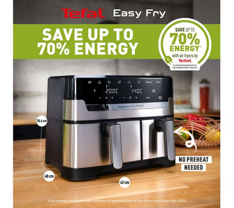 TEFAL Easy Fry Dual Zone EY905D40 Air Fryer & Grill - Stainless Steel - 6