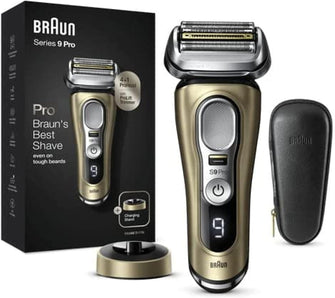 BRAUN Series 9 Pro 9419s Wet & Dry shaver with charging stand and travel case, gold. - 1