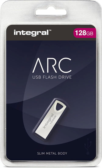 Integral 128GB USB Memory 2.0 Flash Drive Arc with metal casing for keyring, a stylish and elegant solution to transfer and back-up your files - 1