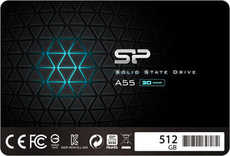 Silicon Power SSD 512GB 3D NAND A55 SLC Cache Performance Boost 2.5 inch SATA III 7mm (0.28") Internal Solid State Drive - 1