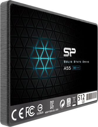 Silicon Power SSD 512GB 3D NAND A55 SLC Cache Performance Boost 2.5 inch SATA III 7mm (0.28") Internal Solid State Drive - 4