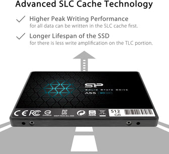 Silicon Power SSD 512GB 3D NAND A55 SLC Cache Performance Boost 2.5 inch SATA III 7mm (0.28") Internal Solid State Drive - 5