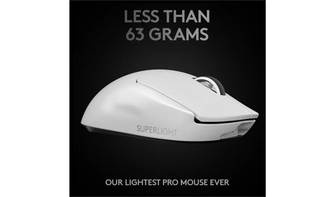 Logitech G PRO X SUPERLIGHT Wireless Gaming Mouse, HERO 25K Sensor, Ultra-light with 63g, 5 Programmable Buttons, 70 hours Battery Life, Zero Additive PTFE Feet, PC/Mac - White - 3