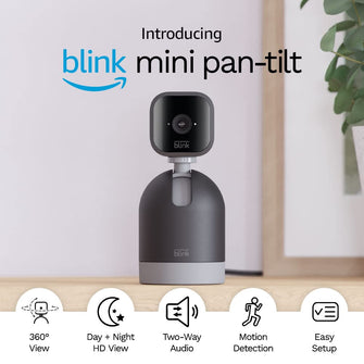 Blink Mini Pan-Tilt Camera | Rotating indoor plug-in pet security camera, two-way audio, HD video, motion detection, Alexa enabled, Blink Subscription Plan Free Trial (Black) - 2