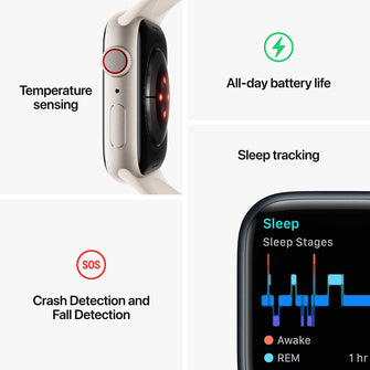 Apple,Apple Watch Series 8 (GPS + Cellular, 41mm) Smart watch - Midnight Aluminium Case with Midnight Sport Band - Gadcet.com