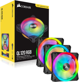Buy Corsair,Corsair iCUE QL120 RGB, 120 mm RGB LED PWM Fans (102 Individually Addressable RGB LEDs, Speeds Up to 1,500 RPM, Low-Noise) Triple Pack with iCUE Lighting Node CORE Included - Black - Gadcet.com | UK | London | Scotland | Wales| Ireland | Near Me | Cheap | Pay In 3 | Computer Accessories