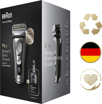 Braun Series 9 Pro Electric Shaver With 4+1 Head, ProLift Trimmer, 5-in-1 SmartCare Center & Leather Travel Case, UK 2 Pin Plug, 9465cc, Silver - Gadcet.com