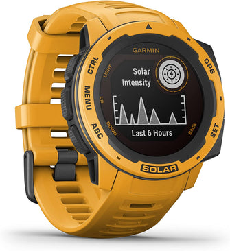 Garmin Instinct Solar, Solar-powered Rugged Outdoor Smartwatch, Built-in Sports Apps and Health Monitoring, Sunburst Yellow - Gadcet.com