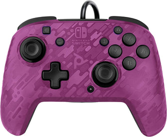 PDP Gaming Faceoff Deluxe+ Wired Switch Pro Controller - Purple Camo - Officially Licensed by Nintendo - Customizable buttons and paddles - Ergonomic Controllers - Gadcet.com