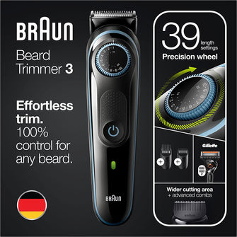 Braun,Braun Beard Trimmer Series 3 & Hair Clippers with Gillette Fusion5 ProGlide Razor, 39 Length Settings, BT3240, Black/Blue - Gadcet.com
