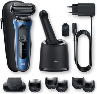 Braun Series 6 Electric Shaver for Men with Beard Trimmer, Precision Trimmer & SmartCare Centre, Wet & Dry, UK 2 Pin Plug, 60-B7500cc, Blue Razor - Gadcet.com