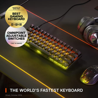 SteelSeries Apex Pro Mini - Mechanical Gaming Keyboard – World’s Fastest Keyboard – Adjustable Actuation – Compact 60% Form Factor – English (QWERTY) Layout - Gadcet.com