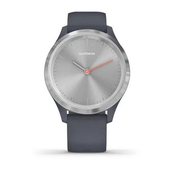 vívomove® 3S Silver stainless steel bezel with granite blue case and silicone band